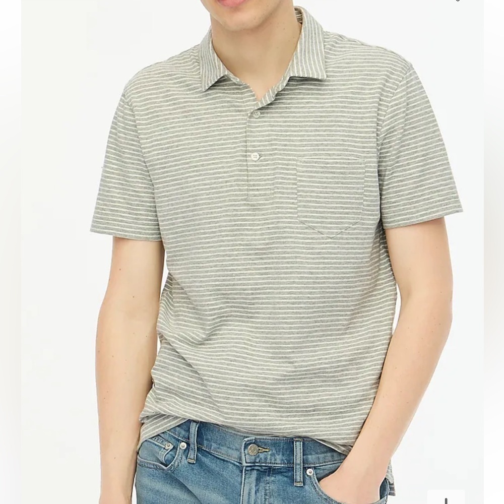J crew Striped slub jersey pocket polo shirt